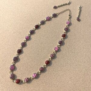 Pink purple gold plated necklace earring set